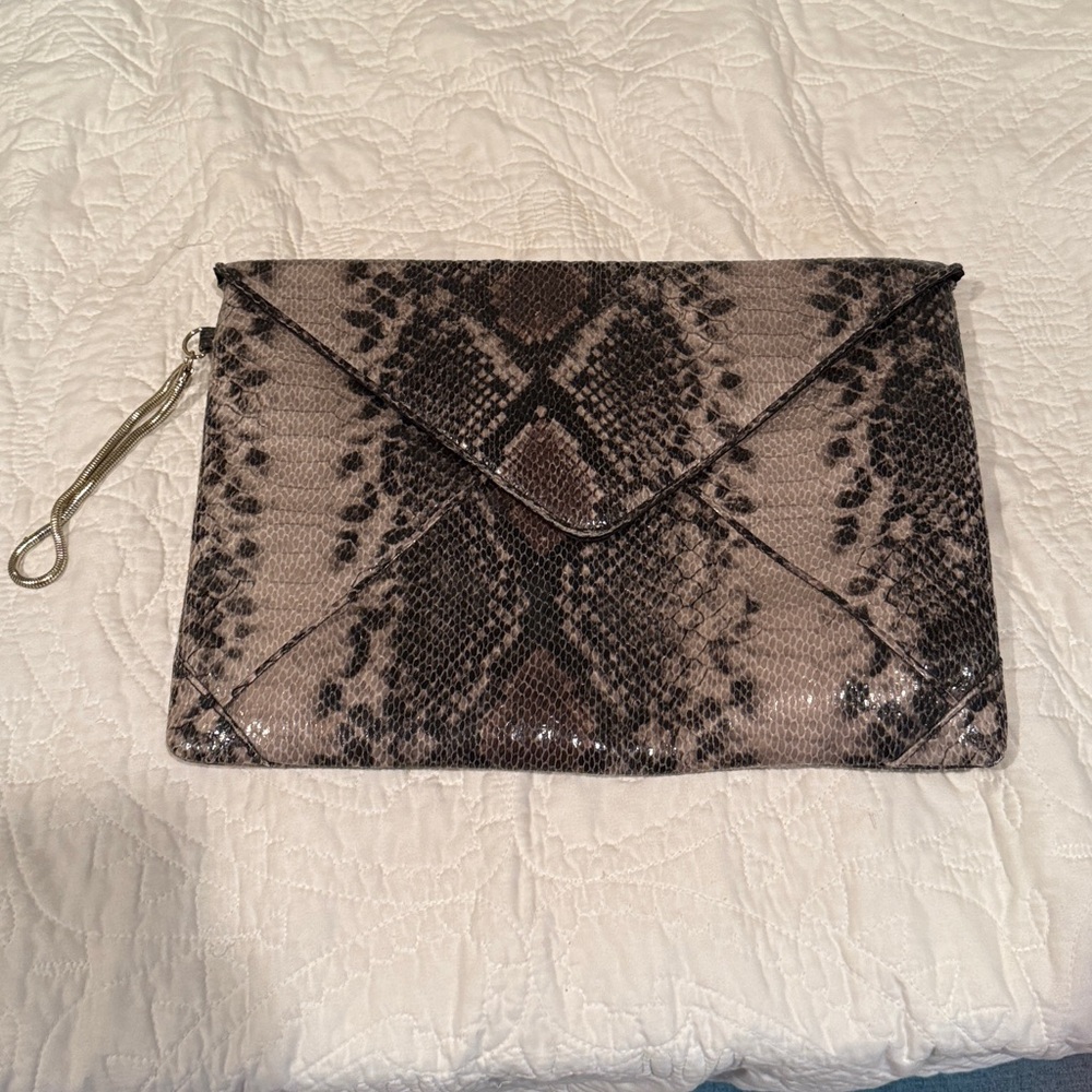 French Connection Snake Print Clutch